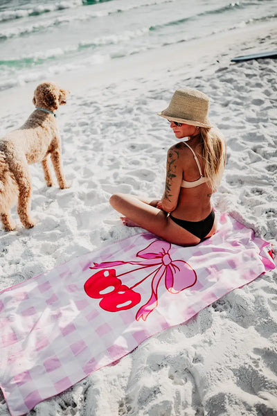 Cherry & Bow Microfiber Beach Towel | Reversible Towel | Katydid
