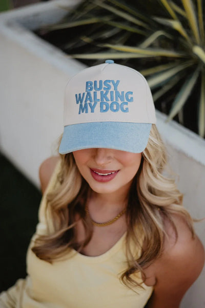 Busy Walking My Dog Trucker Hat | Dog Mom Canvas Hats | Katydid display picture 1
