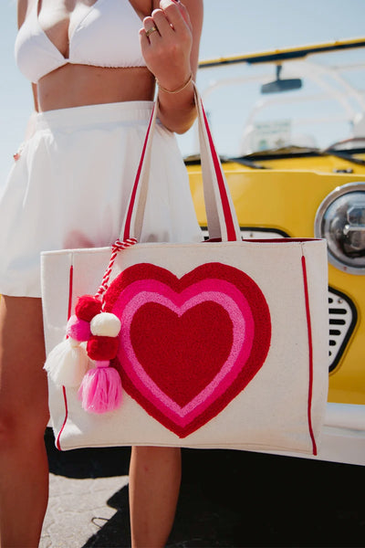 Beating Heart Chenille Tote Bag for Women