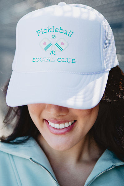 Courtside social hour girls club White Baseball Cap with Embroidered Design NWT Gertex | Accessories | Gertex Usa Blue Cap With Flamingo  main image 4