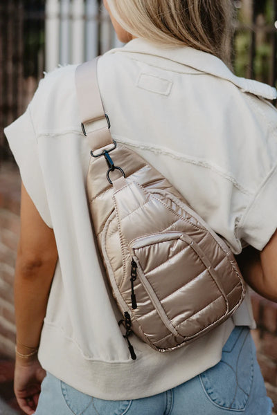 Champagne Metallic Sling Bag | Women