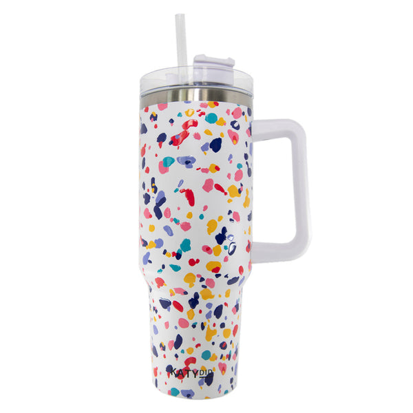 Summer-ready Rainbow Heart Straw Cup: High-value Insulated Water