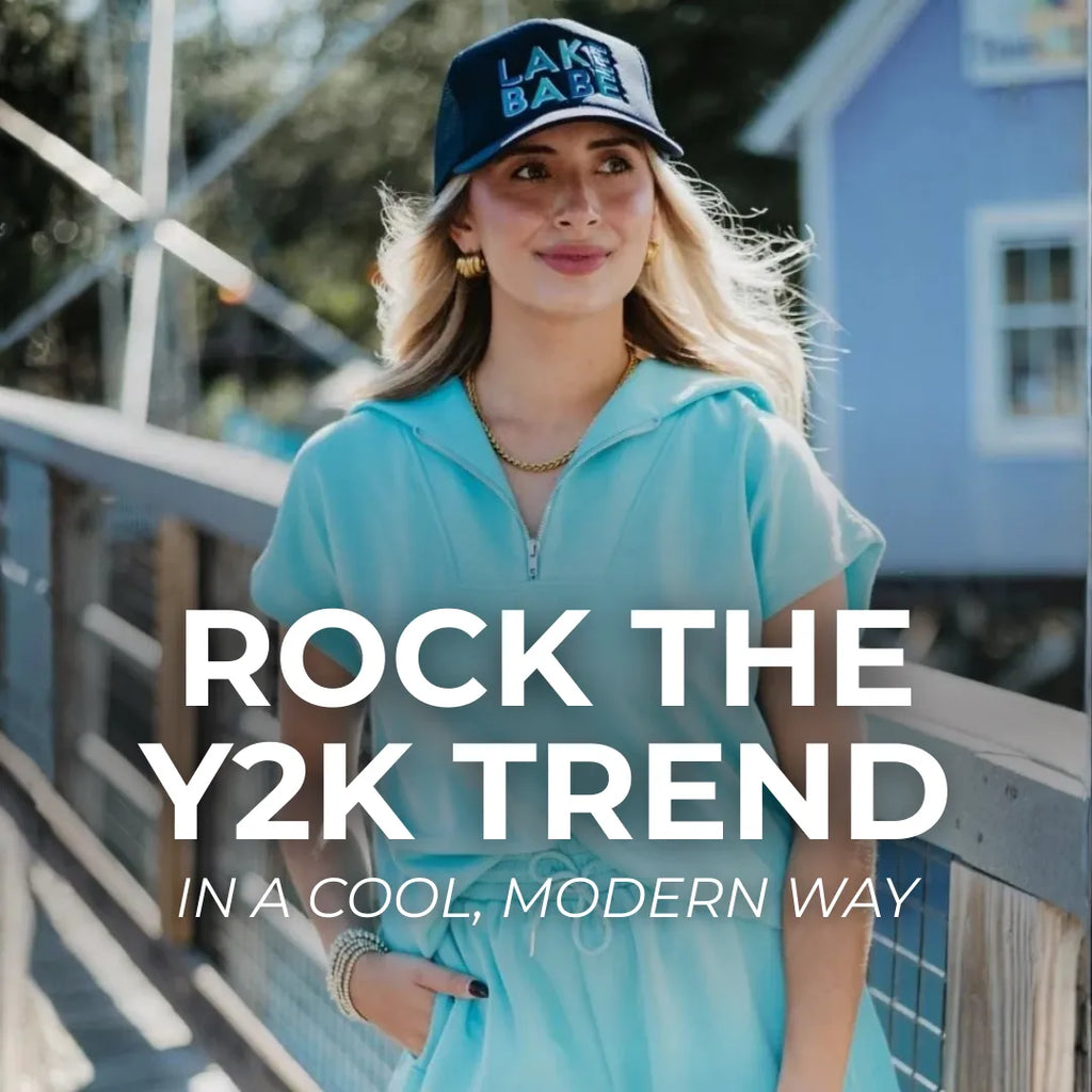 A woman wearing a modern y2k outfit