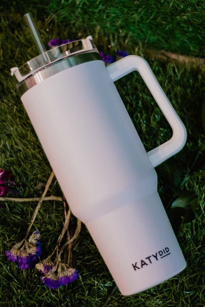 White 40 Oz Tumbler with Handle