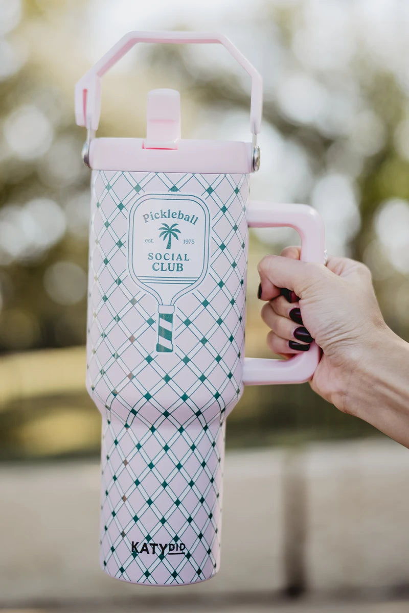 Pickleball Social Club 38 Oz Tumbler with Lid Handle