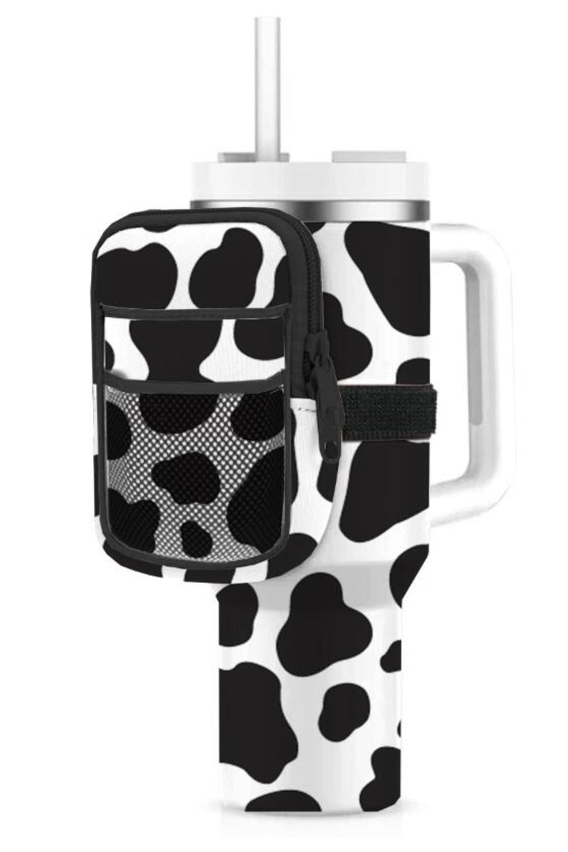 Cow Print Tumbler Water Bottle Zipper Pouch - Katydid.com