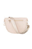 The Katydid Tan Gold-Studded Structured Crossbody features chic gold studs on the curved bottom, a gold zipper back pocket, and a wide adjustable strap—your perfect go-to fall bag.