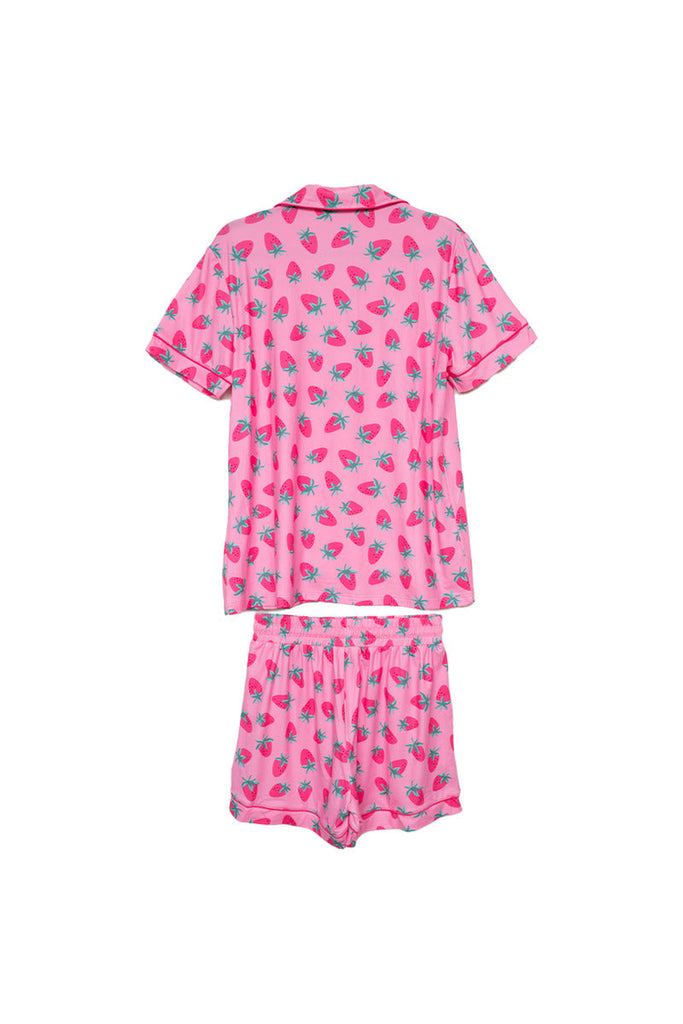 Pink Strawberry Print PJ Loungewear Set