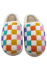 Multicolored Checkered Pattern Fuzzy Slippers