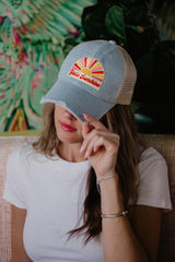 Hello Sunshine Patch Denim Trucker Hat