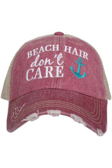 Beach Hair Don't Care Trucker Hat with Anchor