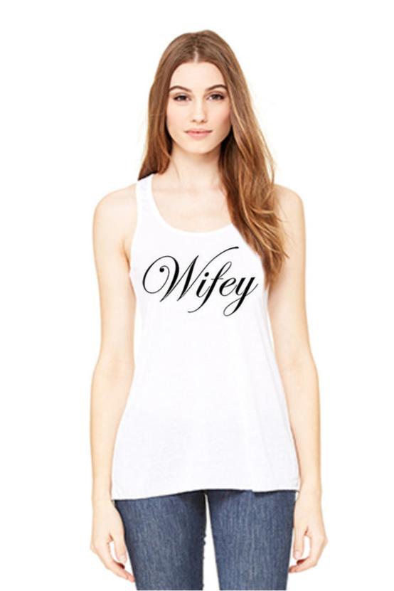 Wifey Graphic Print Tank Top