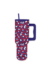 Red, White, Blue Leopard 38 Oz Tumbler Cup