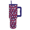 Red, White, Blue Leopard 38 Oz Tumbler Cup