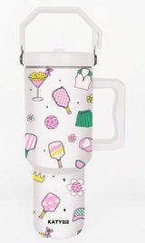 Pickleball Items Girly Tumbler with Handle