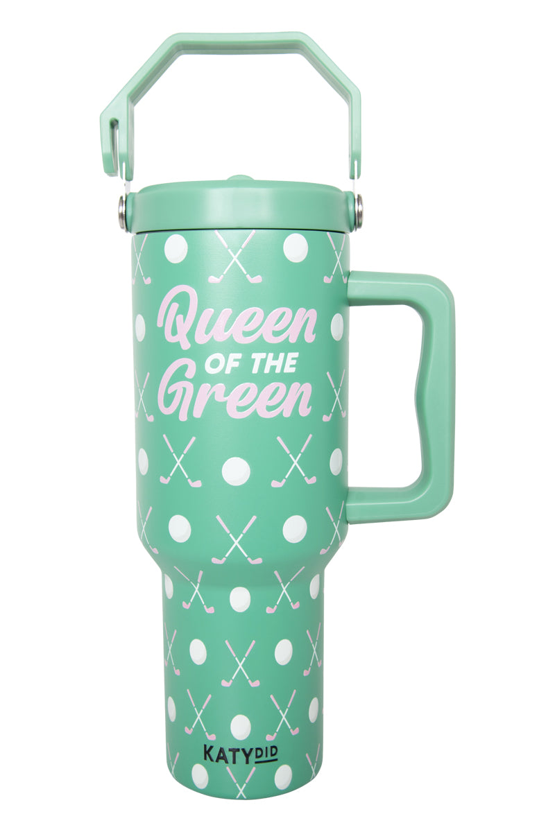 Queen of the Green Golf 38 Oz Tumbler with Lid Handle