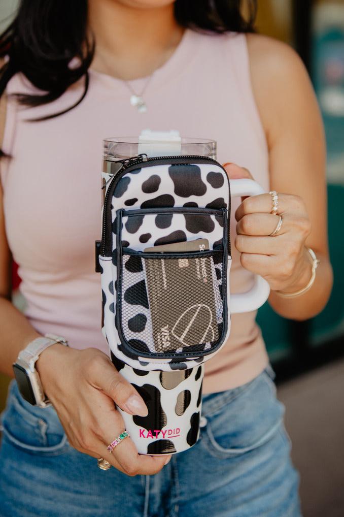 Cow Print Tumbler Water Bottle Zipper Pouch