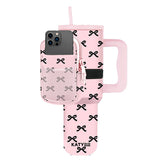 Black & Pink Mini Coquette Bows Tumbler ZIPPER POUCH