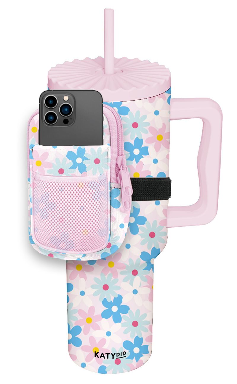 Dainty Florals Pink Tumbler Pouch Bag - Katydid.com
