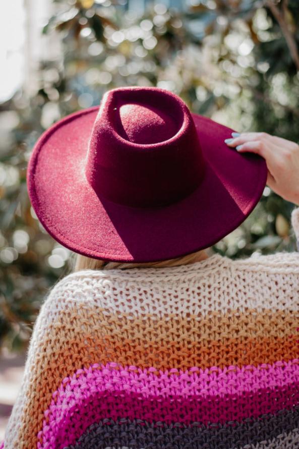 Berry Wide Brim Felt Hat for Women