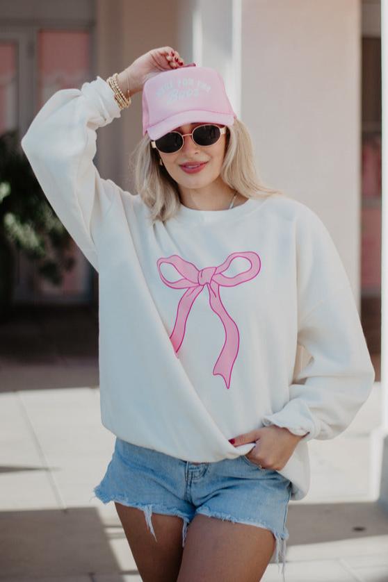 Pink Coquette Bow Graphic Sweatshirt