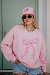 Pink Coquette Bow Graphic Sweatshirt