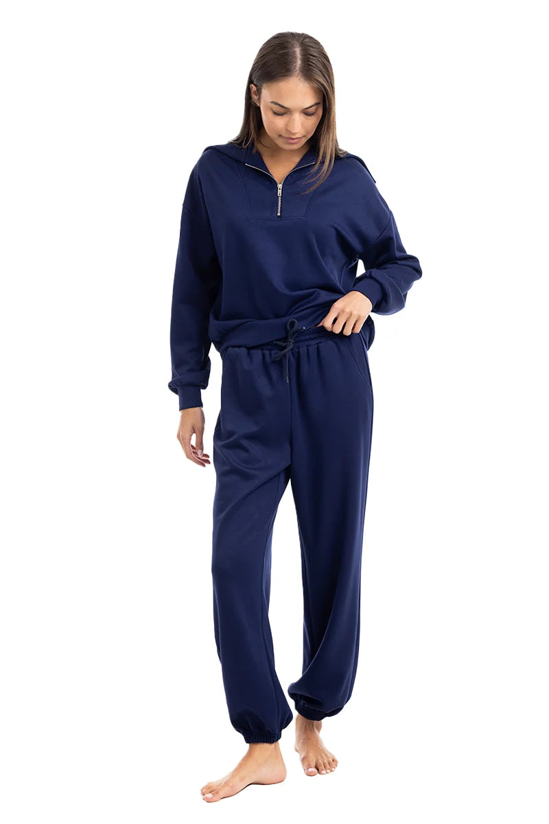 Classic Navy Two-Piece Pants Set