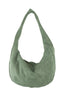 The Katydid Green Suede Tote Bag For Women features a soft sage hue, wide strap, and front zipper closure—ideal for carrying your everyday essentials this fall.