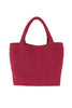 The Katydid Wine Vibrant Woven Tote Bag is a large deep red handbag with two sturdy handles, shown on a plain white background.