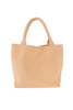 The Katydid Camel Woven Tote Bag features two handles, a spacious rectangular shape, and a textured basket-weave design—perfect for carrying your everyday essentials in style.