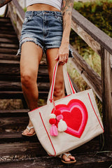 Beating Heart Chenille Tote Bag for Women