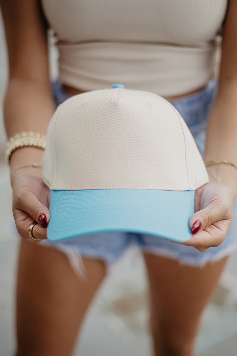 Aqua and Tan Vintage Trucker Hat