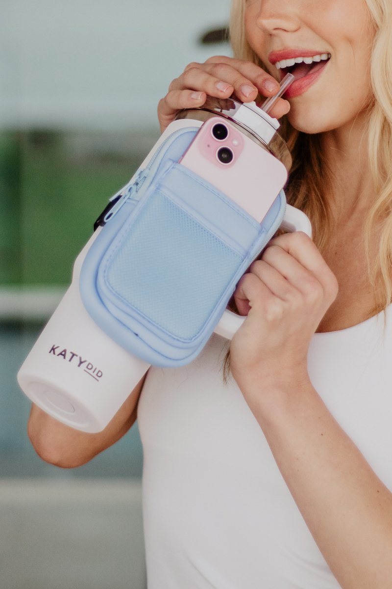 Light Blue Tumbler Backpack Zipper Pouch