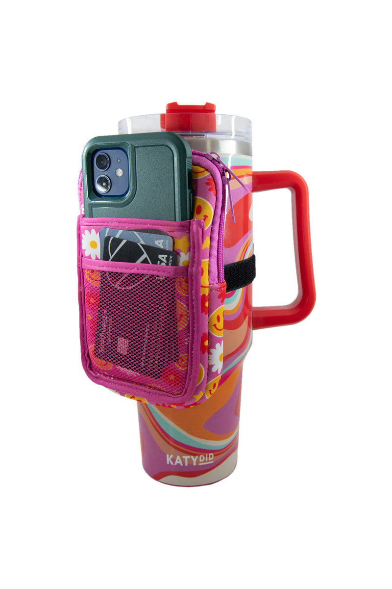 Red Flower Happy Face Tumbler Zipper Pouch - Katydid.com