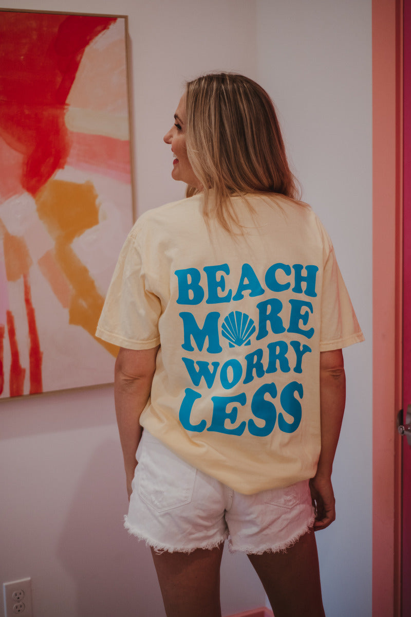 Beach More Worry Less Large Print T-Shirt