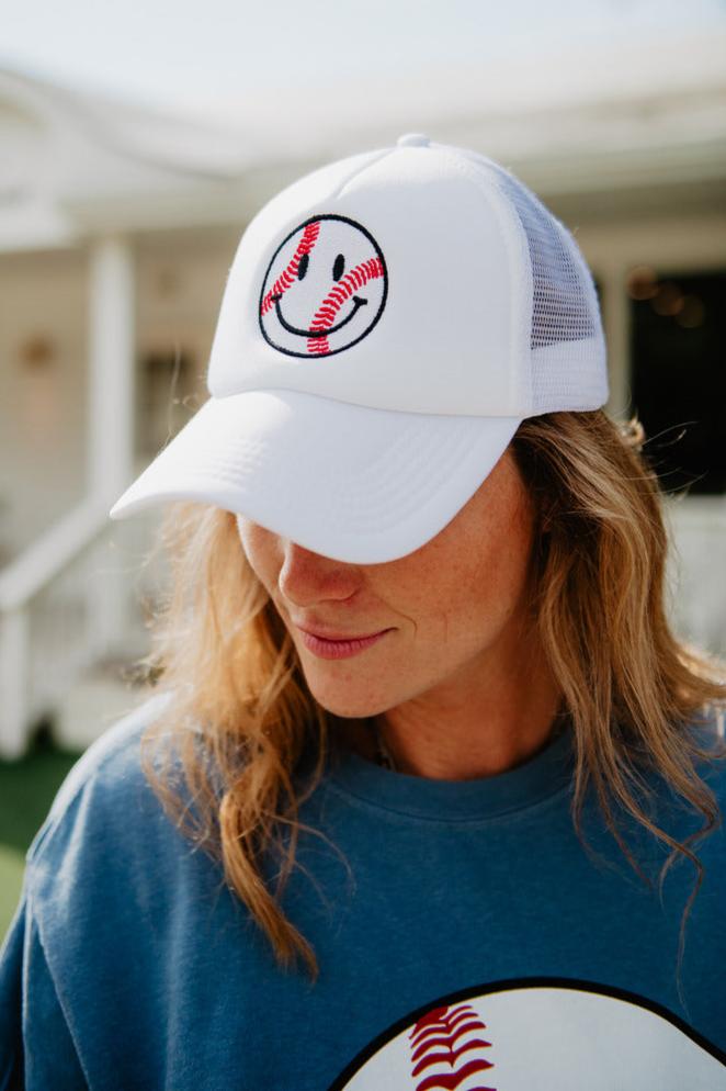 Baseball Happy Face Foam Women's Hat