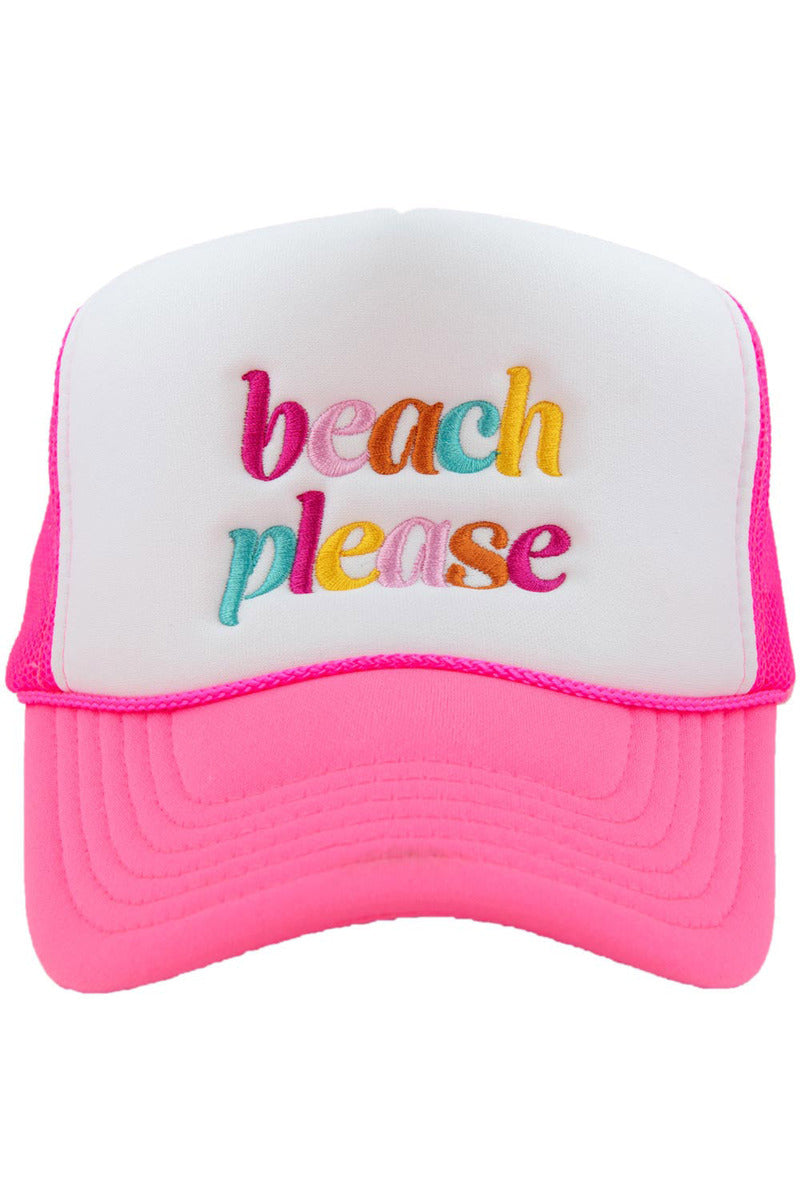 Beach Please (LOWER CASE) Foam Trucker Hat - Katydid.com