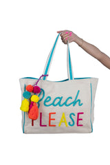 Beach PLEASE Canvas Tote Bag Purse