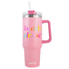 Light Pink Beach Please Tumbler Cup with Straw and Handle