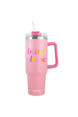 Light Pink Beach Please Tumbler Cup with Straw and Handle