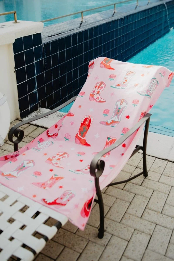 Boots and Flowers Reversible Travel Size Towel - Katydid.com