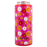 Red Flower Happy Face Slim Can Drink Cooler