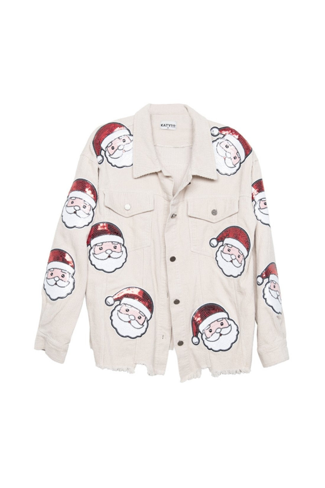 Sequin SANTA Patch Cropped CORDUROY Shacket