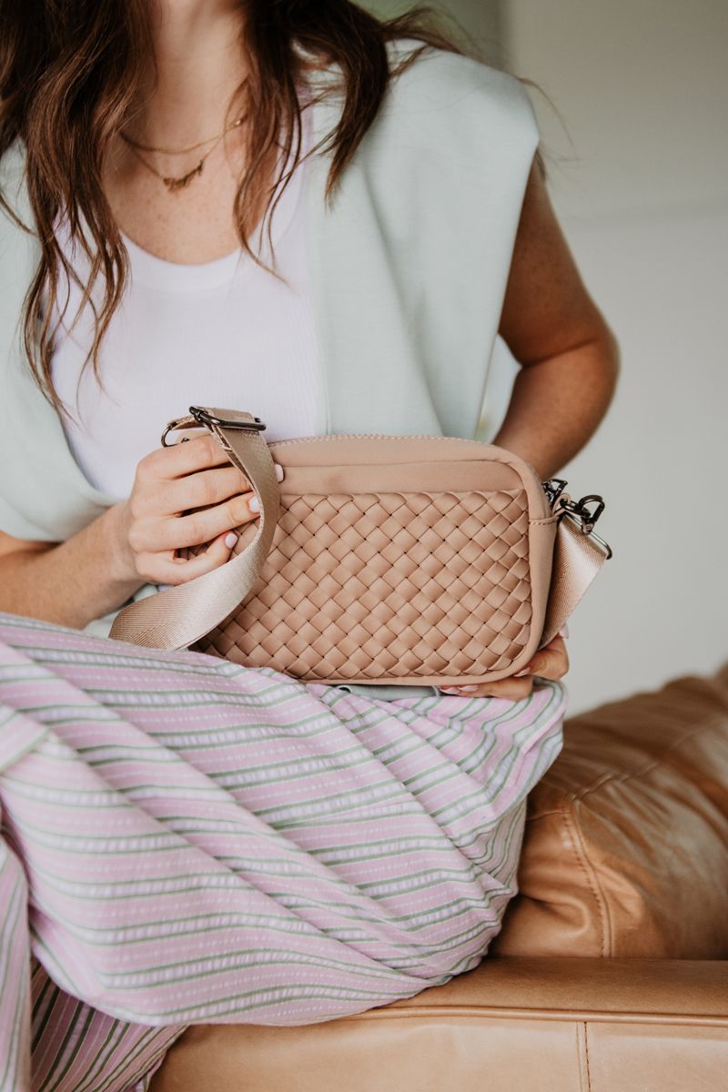 Brown Woven Crossbody Bag