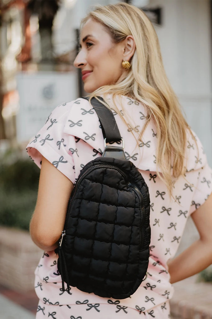 Black Quilted Crossbody Sling Bag