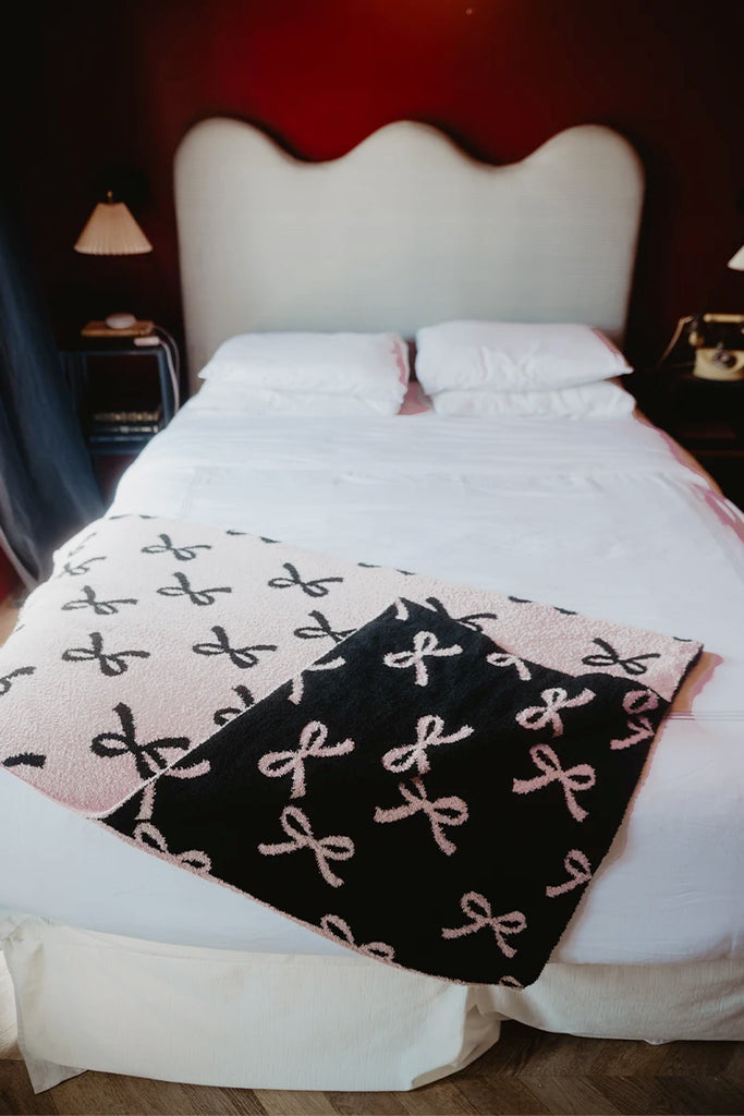 Mini Black Bows Double Sided Knit Blanket