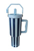 Light Blue and Navy Striped Tumbler With Handle - Katydid.com