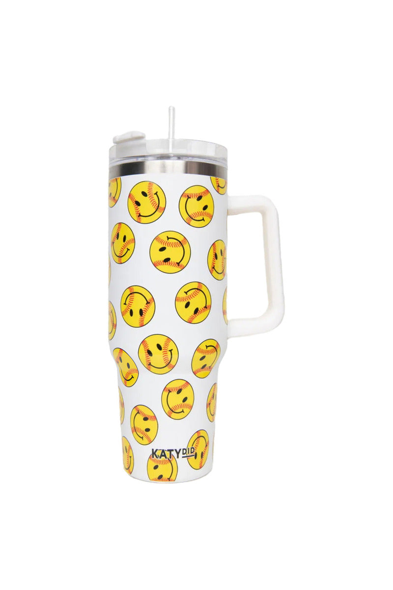 Softball Happy Face 40 Oz Tumbler - Katydid.com