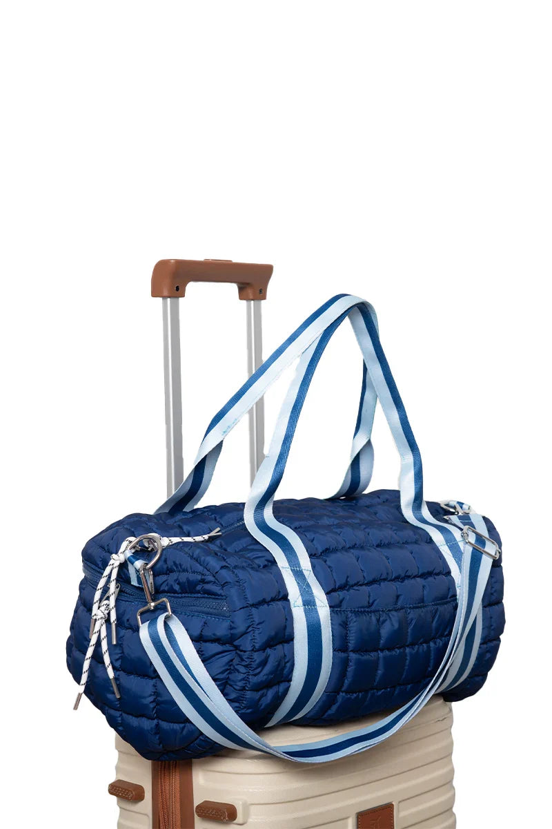Navy Two-Toned Quilted Cute Duffel Bag - Katydid.com