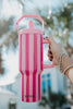 Pink and Hot Pink Striped Drink Tumbler